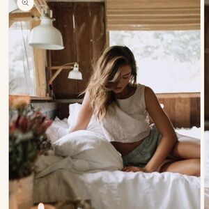 Linen burnt orange Kepola crop